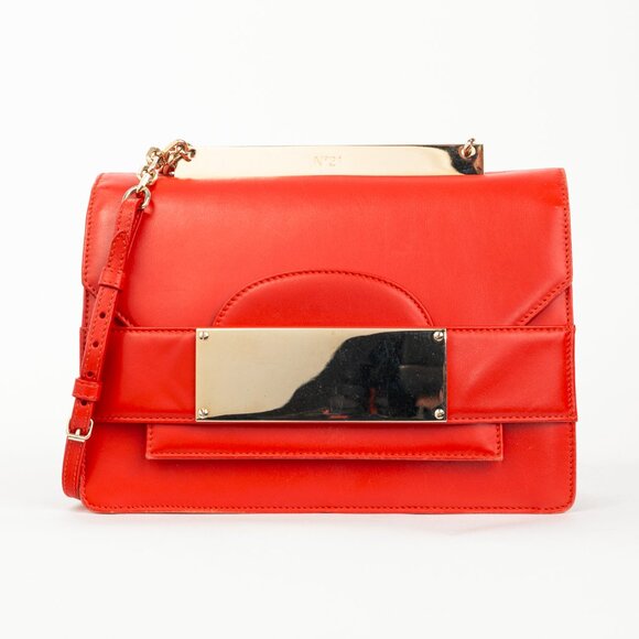 N21 Bad-Belle Red Leather Flap Shoulder Bag - Picture 1 of 11